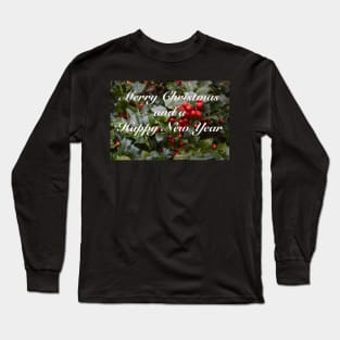 Merry Christmas Holly Berries Card Long Sleeve T-Shirt